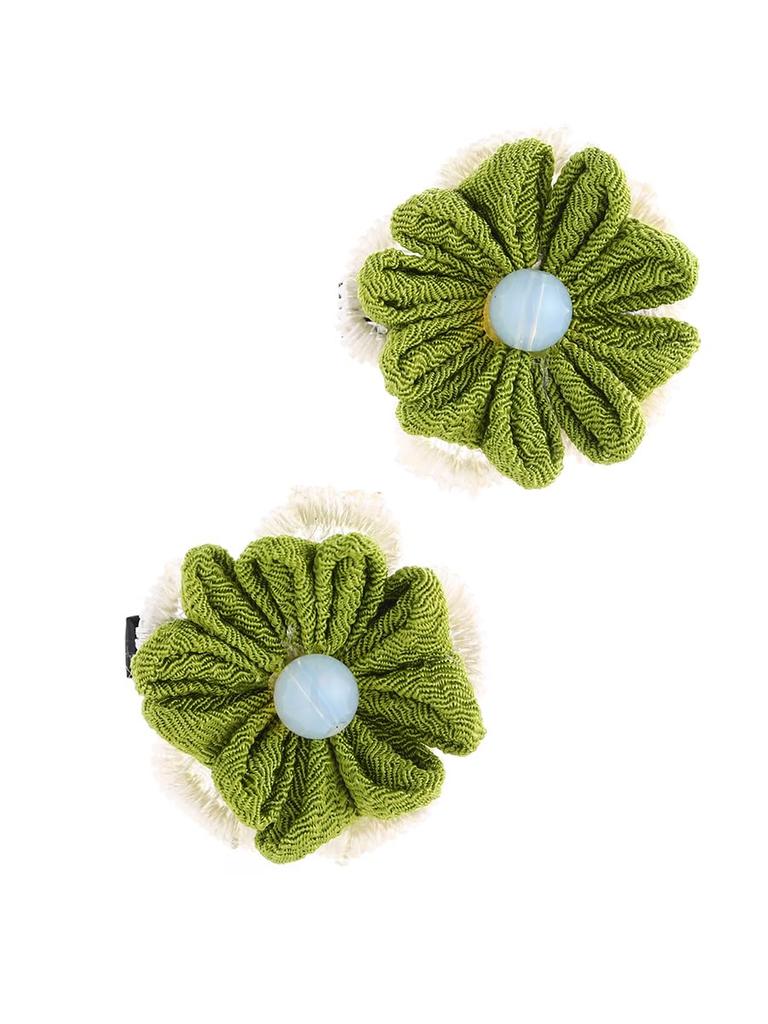 Hair Accessory Set with Artificial and Leaves for Entrance Kindergarten Kindergarten Entrance 2-Piece Tsumami-Zaiku Flowers, Butterflies, Graduation,