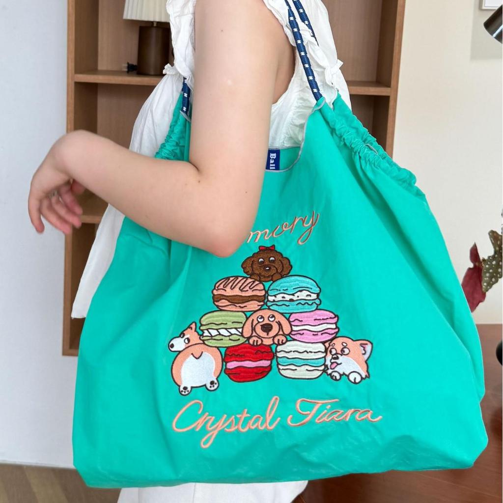 Umhängetasche aus Nylon mit Shiba Inu-Stickerei im japanischen Stil – Vielseitige Umhängetasche mit großem Fassungsvermögen für Damen.