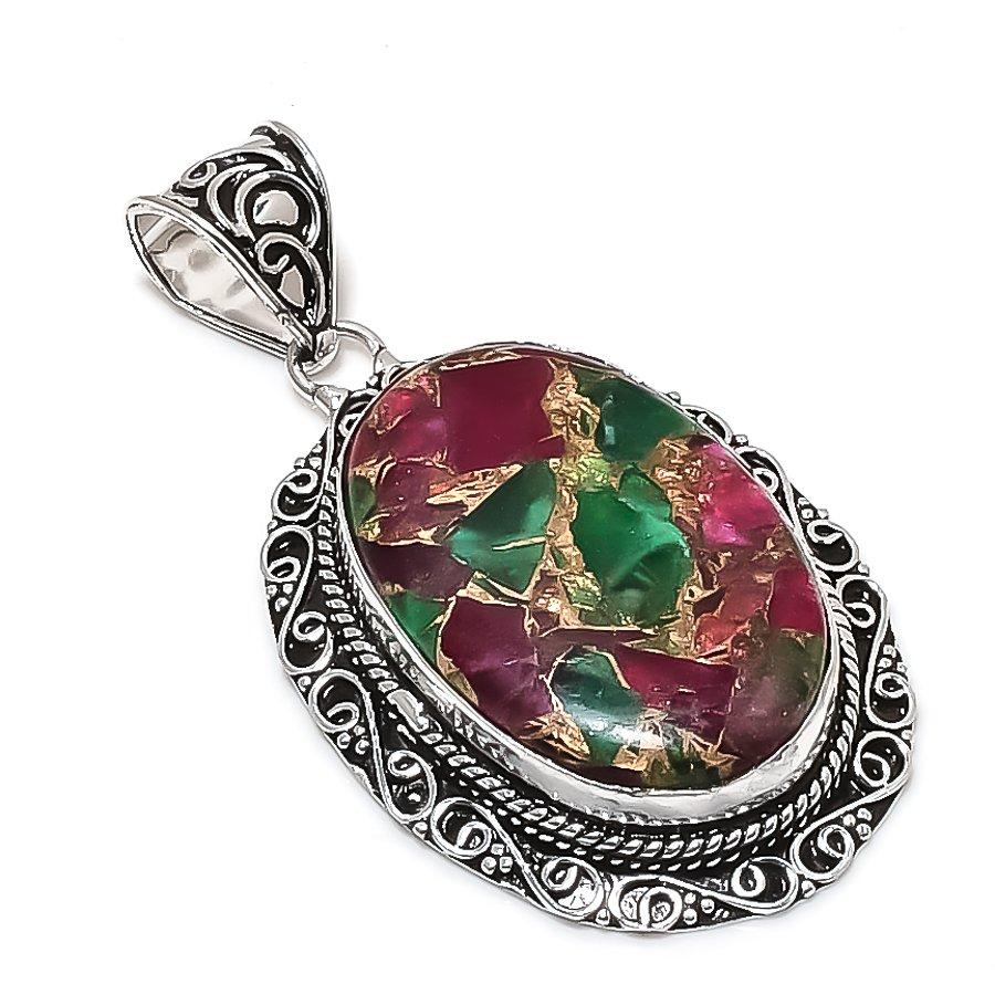 Natural Copper Pink Tourmaline 925 Sterling Silver Jewelry Pendant 2.29 ETC-14032