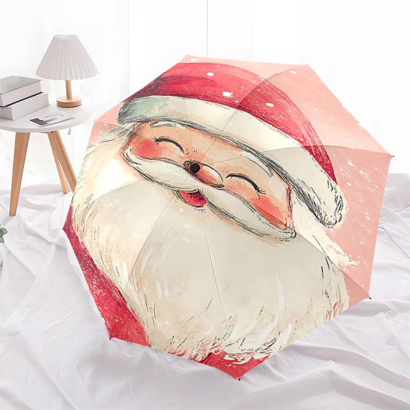 Santa Claus Christmas Festival Gift Umbrella - Automatic Opening & Closing, Foldable Design, Iron Frame, Outdoor Use, Suitable for Fans, Tra