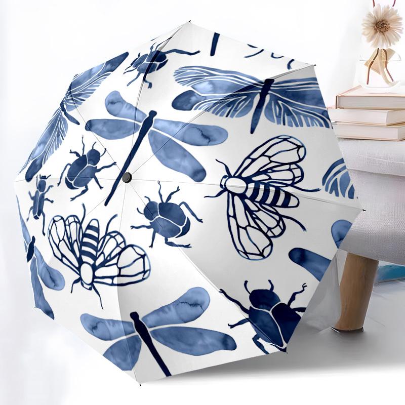 1pc Insects, Watercolor Open/Close Folding Umbrella, All- Portable Umbrella for & Men, Stylish Accessory (Holiday Gift) 8-Rib yy251213131