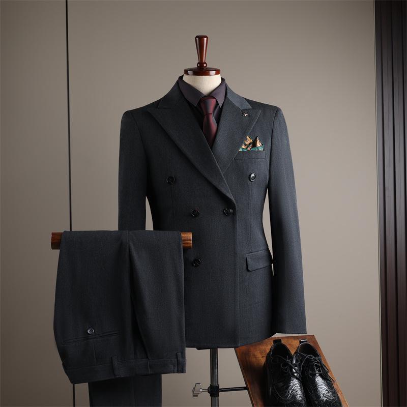 Men's High-End Slim-Fit Suit Set: Business Formal, Groomsman, Wedding Groom's Wear, Wrinkle-Resistant Jacket