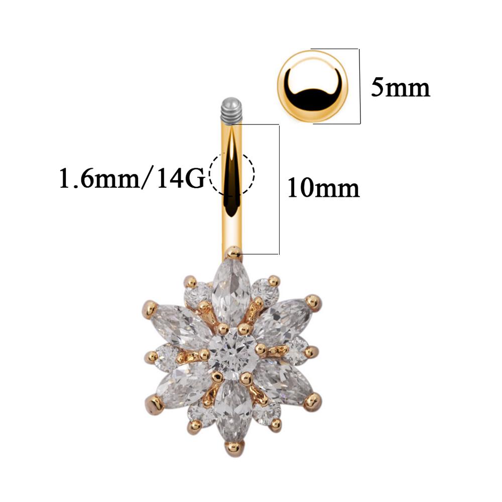 Flower Rhinestone Crystal Barbells Navel Belly Bar Button Ring Body Piercing Jewellery