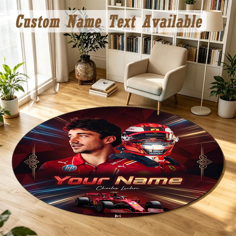 Round Rug Custom NameCharles Leclerc Pattern Non Slip Carpet Home Floor Decor