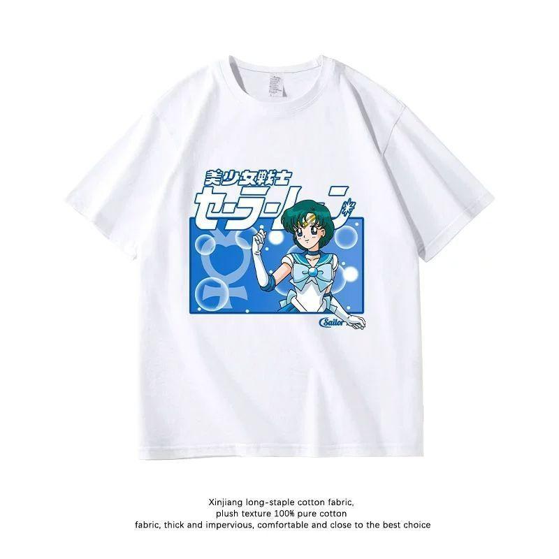 Pretty Soldier Sailor Moon Shortsleeved Womens Tshirt Casual Clothing Miharu Hiyori Rina Pure Cotton Clothes Cotton