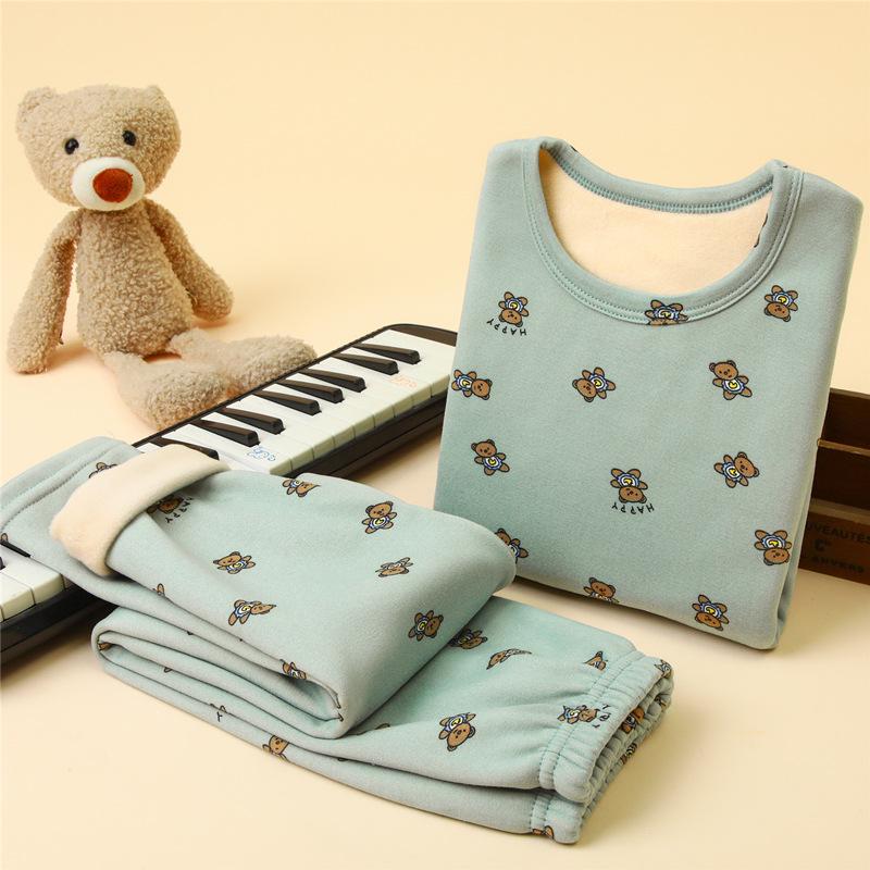 Kinder Fleecegefüttertes Warmes Pyjama-Set für Jungen und Mädchen - Dicke Winter-Hausbekleidung Hose und Oberteil