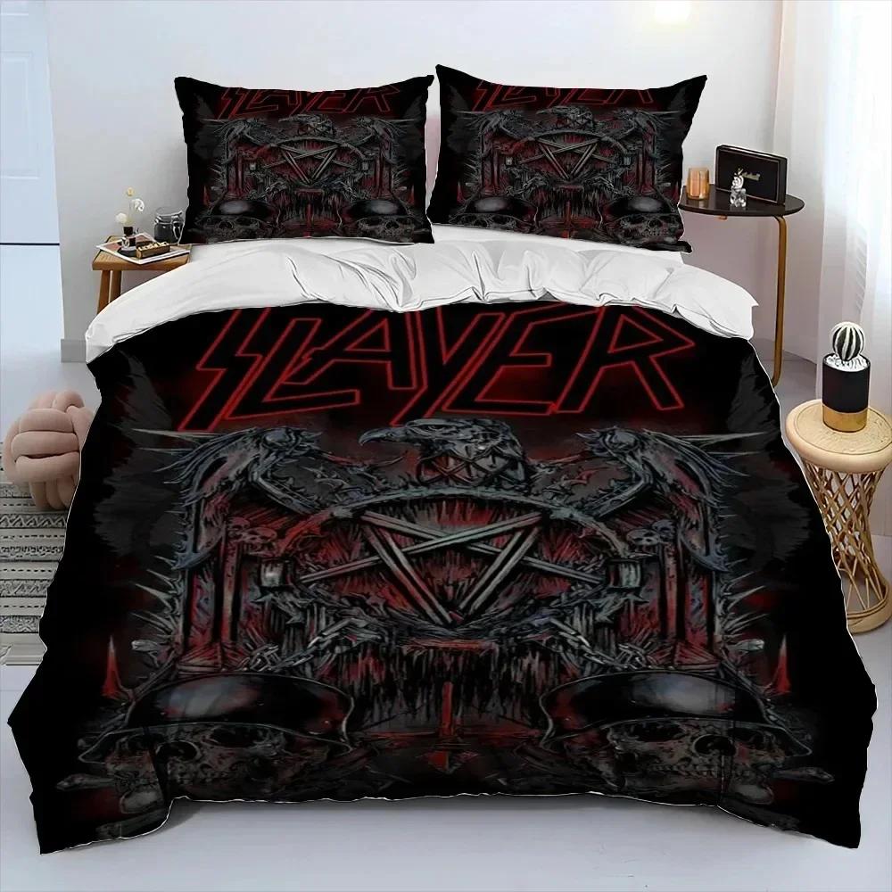 3D Druck Slayer Heavy Metal Band Musik Bettwäsche Set Bettbezug Bettset Steppdecke Kissenbezug Bettdecke King Queen Größe