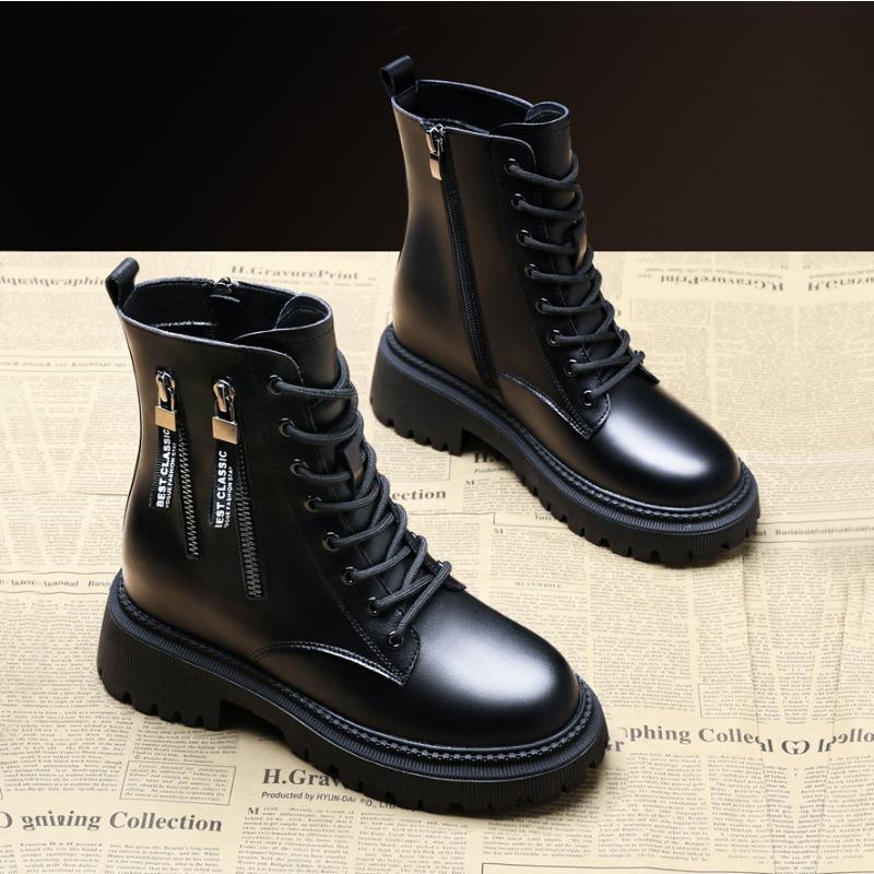 Inner Heightening Martin Boots Women's Shoes New Versatile Thermal Short Boots Autumn and Winter Velvet Snow Boots