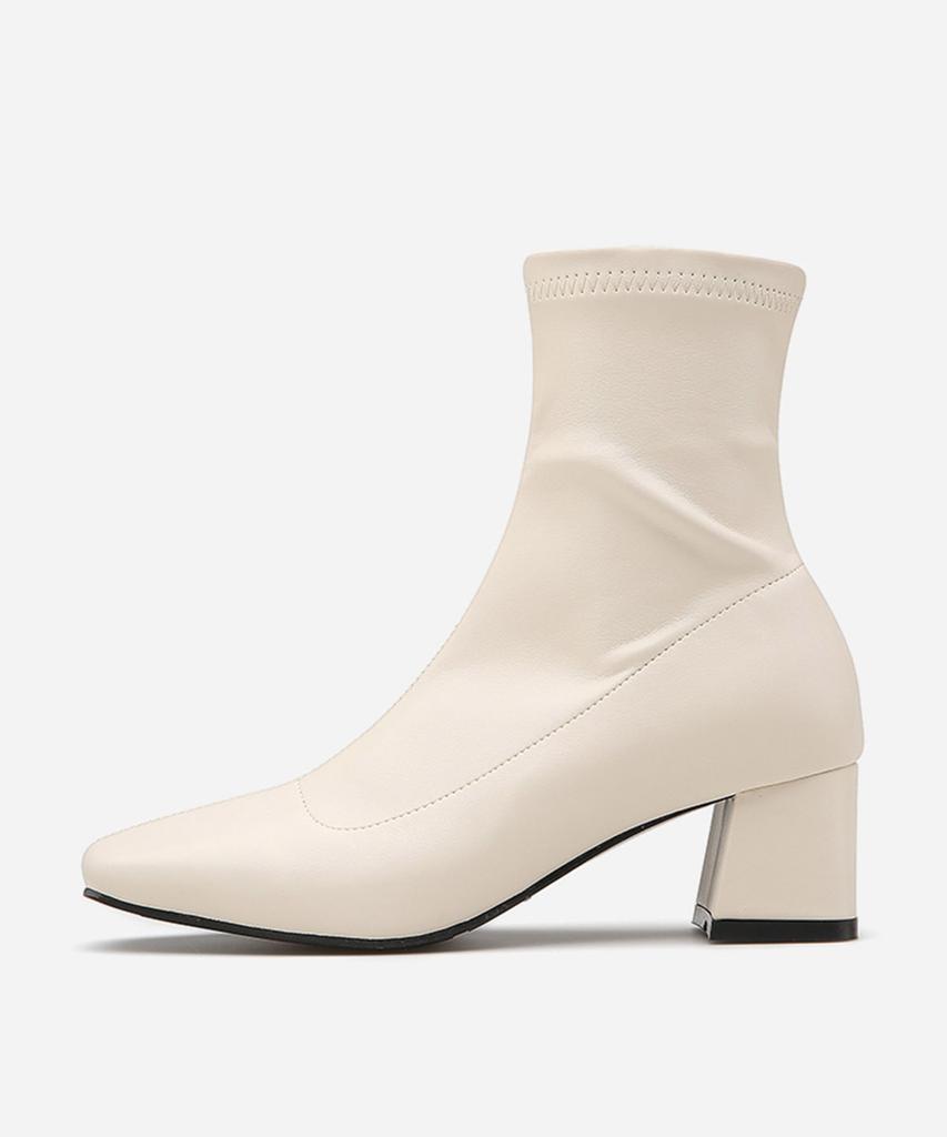 Salt And Chocolate Square Toe Stretch Sock Ankle Boots 412146001 (5.5Cm/3 Colors)