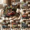 Watercolor Vintage Car Cushion Cover Multi-Scene Pillow Cover for Home & Car - Reversible, Soft & Durable for Daily Use