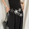 Vintage Punk Style Star Pu Leather Wide Waist Belt With Durable Buckle For Girls