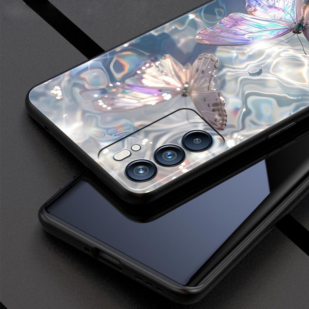 Handyhülle für Oppo Reno13 Reno12 Reno11 F Reno10 Pro A54 A53 A95 A76 A57 A98 A80 A79 5G A78 4G Hülle Blauer Schmetterling Meereswellen