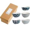 OSNIC Japanese-style blue tea bowl set 5 Nordic design ceramic diameter 11cm microwave dishwasher safe rice salad bowl.