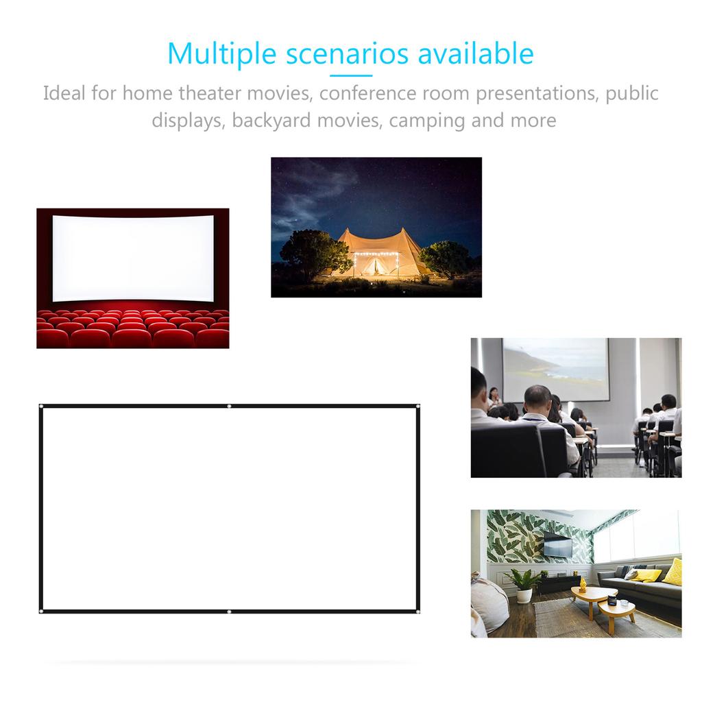 150 inches Projector Screen Widescreen 16:9 Portable Projection Screen Anti-Crease Foldable Indoor Outdoor Projector Movies Screen for