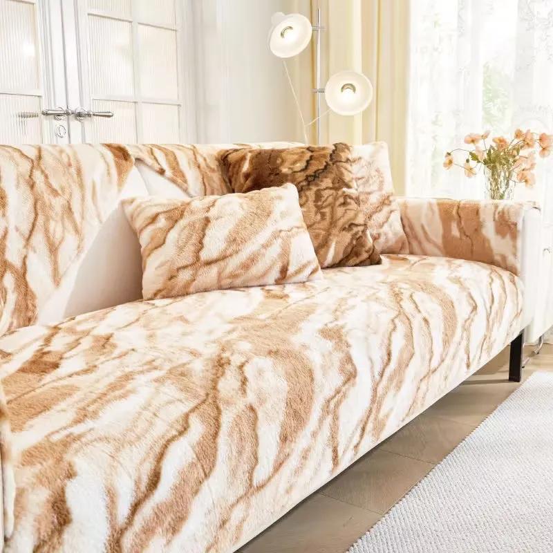 

Зимняя теплая плюшевая подушка для дивана Высококачественный мягкий коврик для дивана Противоскользящий Роскошный Утолщенный Чехол для дивана Диванное одеяло для гостиной A 70x70