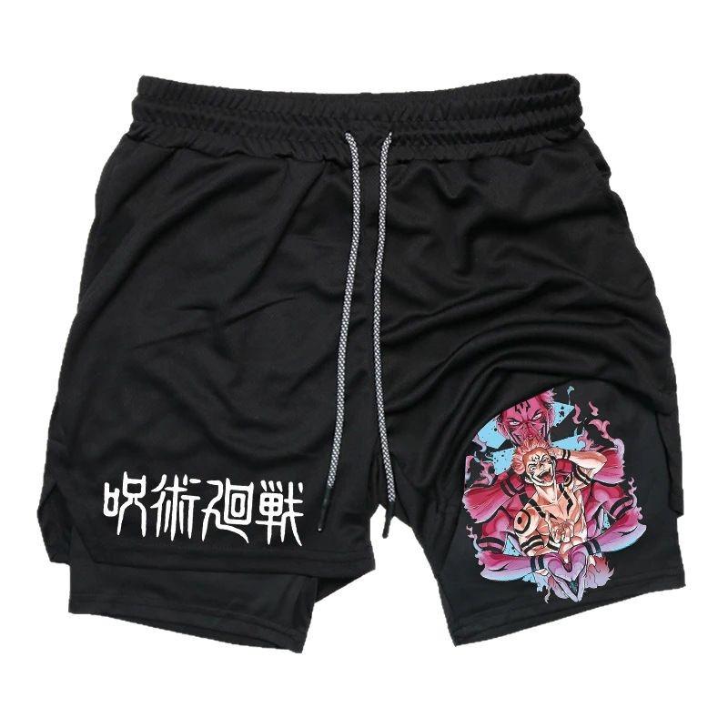 Double-Layer Digital Print Sports Shorts for Adults - Casual Fitness Apparel