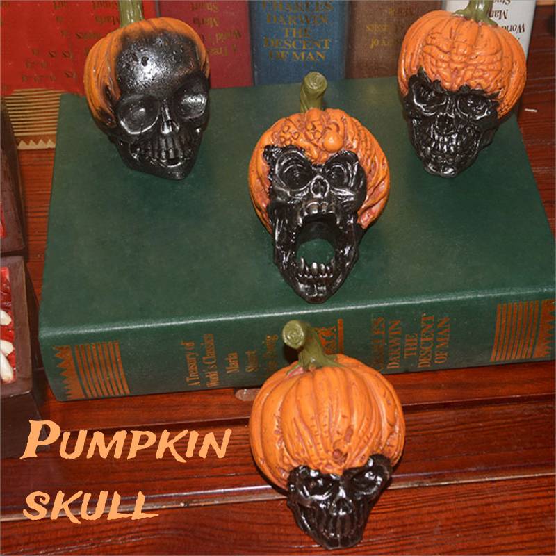 Halloween Skull Pumpkin Decoration Resin Craft Outdoor Garden Gift Ornament