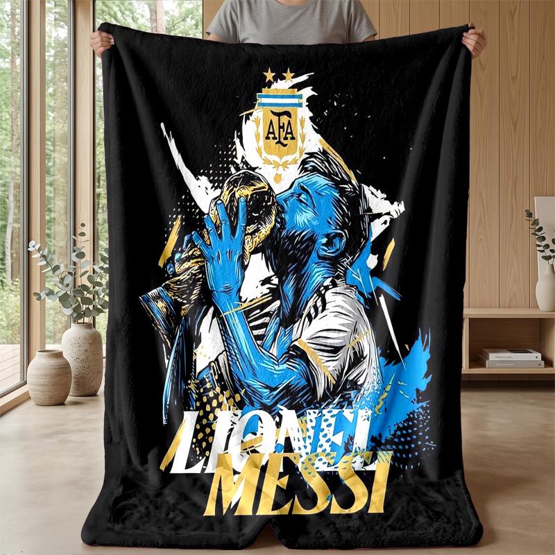 Lionel Messi Theme Blanket Soft Flannel Blanket Plush Throw Blanket Cozy Sofa Bed Blanket for Home Decor
