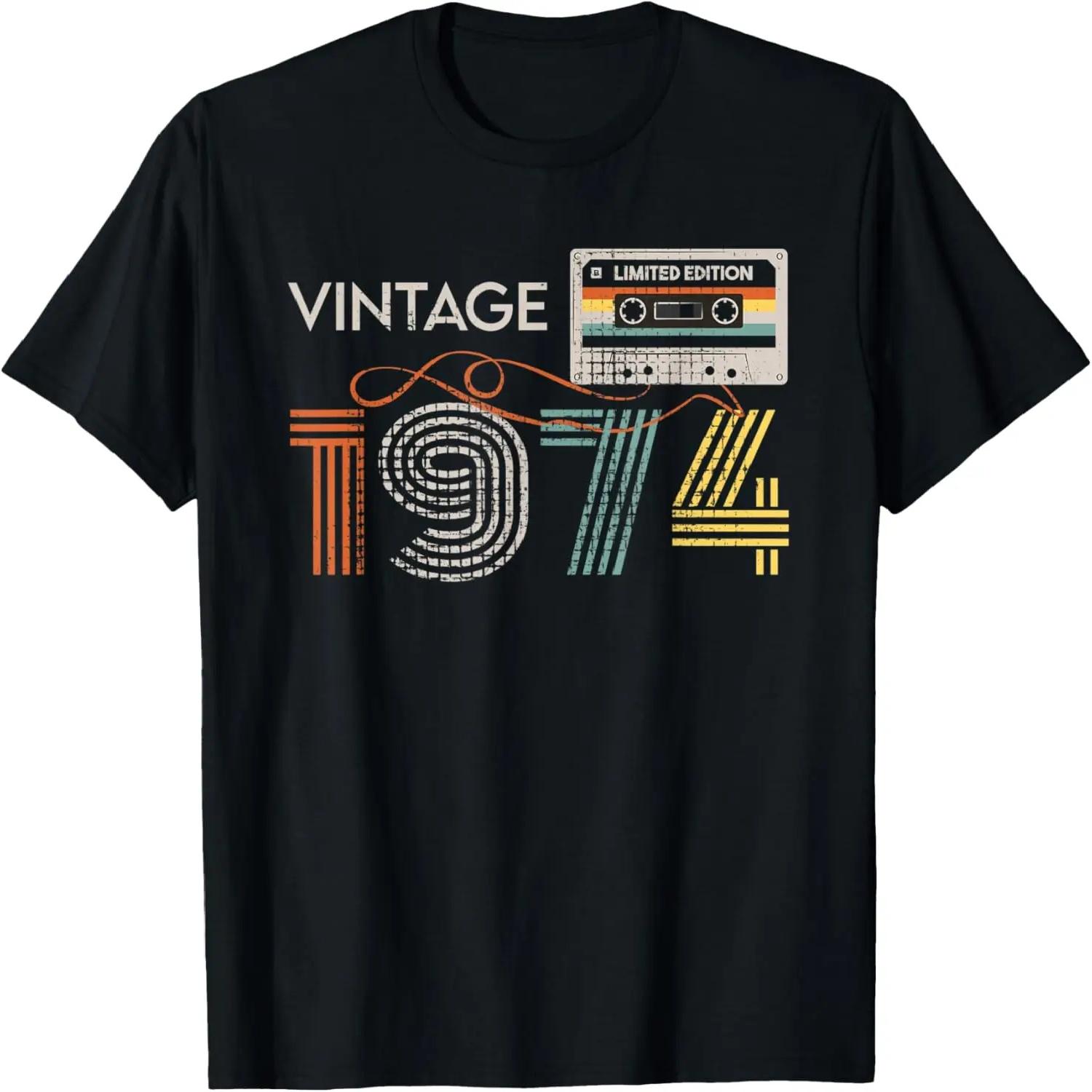 Vintage 1974 46th 47th birthday Gift Retro Cassette Tape T-Shirt S