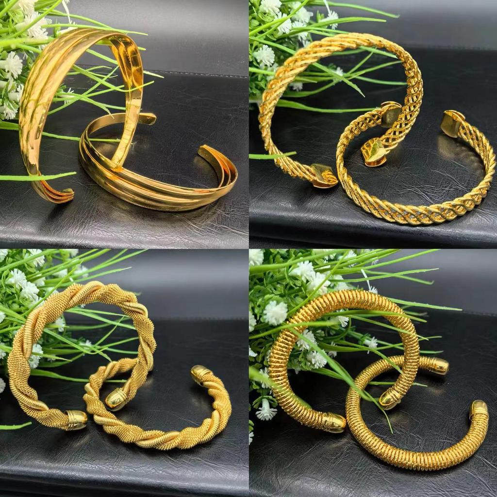 Ethnic 24k Gold-Plated Bangle for Brides: Wedding & Banquet Jewelry