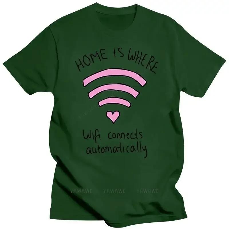 T-Shirt-Logo Wifi Love-Home Is Where Wifi Connects Automatically-Fun Plus Size Tee Shirt MAN TEE-SHIRT TOP
