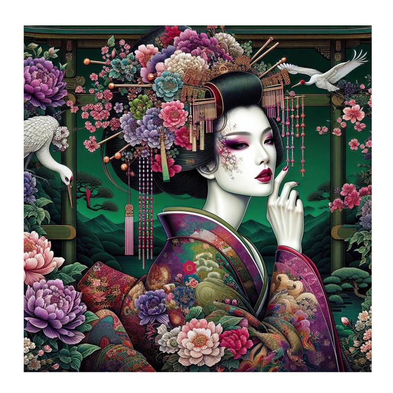 

Наборы для алмазной живописи, вышивка крестом, японская женщина, 5D, сделай сам, алмазная вышивка, портрет, стразы, полная мозаика, декор для дома Round 20x20cm