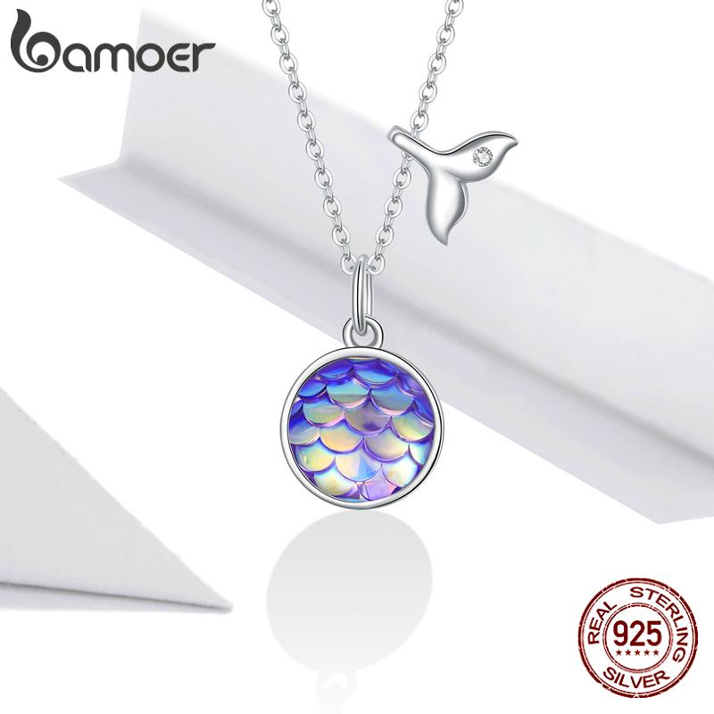 

BAMOER, стерлинговое серебро 925 пробы, изысканное ожерелье с подвеской в ​​виде рыбьего хвоста для женщин, регулируемая цепочка длиной 17,7 дюймов, ожерелья серебряный