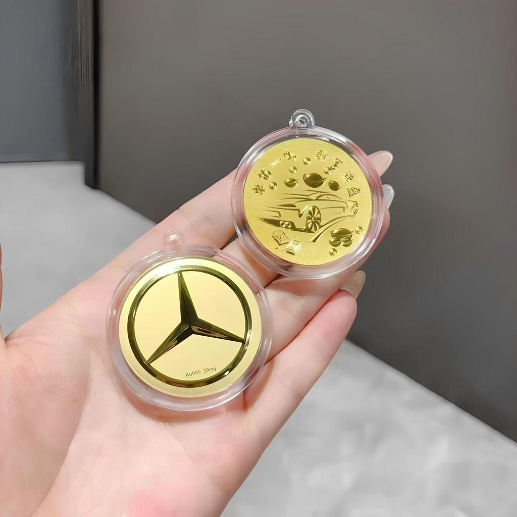 Gold 999 Pure Car Logo Pendant Keychain - New TikTok Trend Father's Day Gift