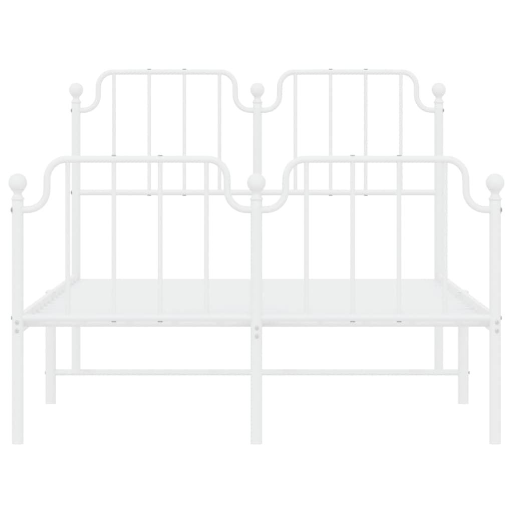 Metal Bed Frame with Headboard and Footboard White 120 x 200 cm
