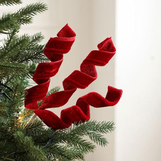 Velvet Spiral Christmas Stems Red White Green Spiral Christmas Tree Picks DIY Crafts for Wreath Fireplaces Vase Filler Holiday Ornament