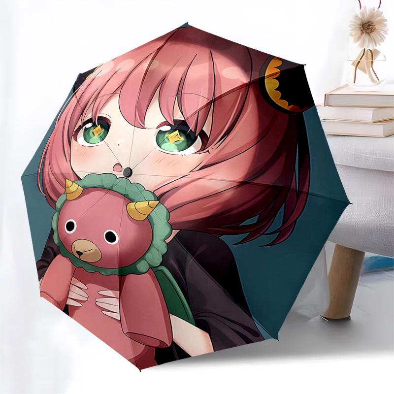 

1pc Adorable Pink Hair Girl with Cute Teddy Bear, Automatic Opening Umbrella, Portable Tri-Fold Design, 8-Bone Iron Frame, Outdoor Umbrella, Perfect G