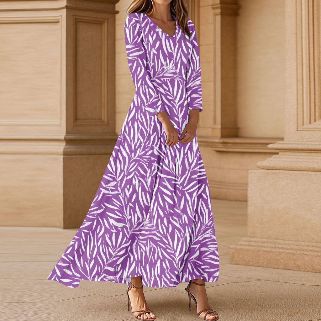 Women's Three-quarter Sleeves Fashionable Floral Print Loose Casual Comfortable Dress