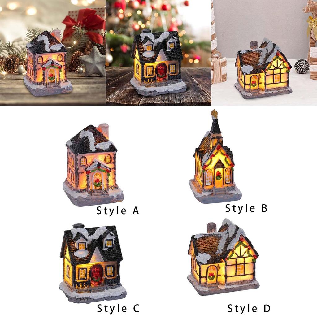 Christmas Snow Light up House Xmas Miniature Desk Decorations with Warm Light for Festival Wedding Good Craftsmanship Versatile