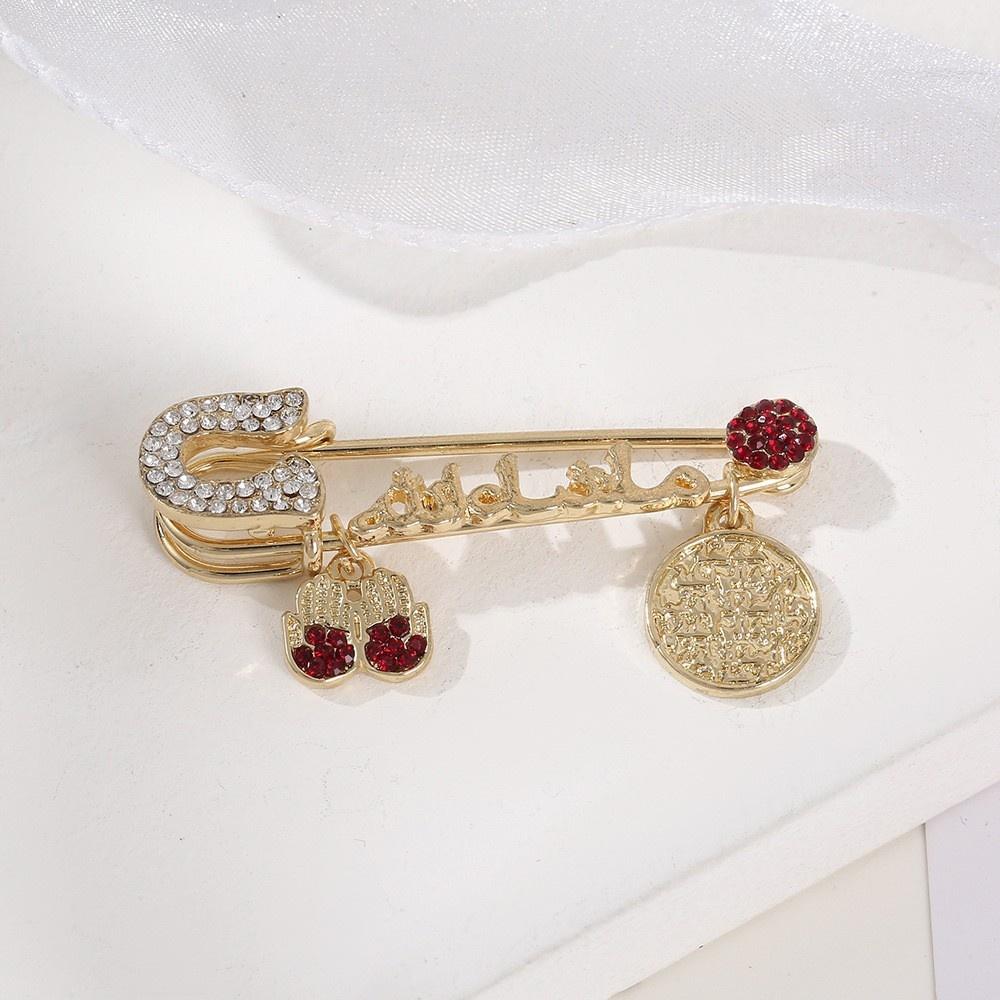 Blue-Eyed Palm Crown Letter Zircon Brooch Fashionable Personalized Retro God's Eye Design New Wholesale Brooch