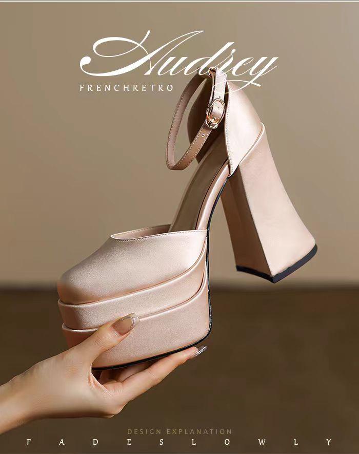 Modne buty Mary Jane Damskie 2024 Nowe Wiosna Jesień Grube Obcasy Wysokie Obcasy Wodoodporna Platforma Ażurowe Luksusowa Marka Buty Damskie Czółenka