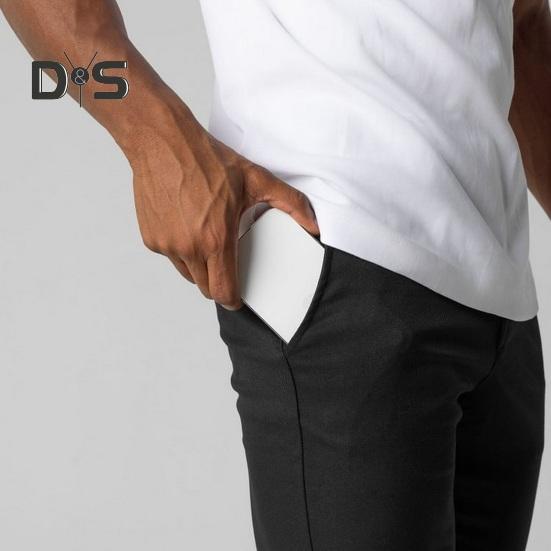Pantalones de hombre elásticos de cintura media con botones y bolsillos con cierre de cremallera pantalones largos formales de negocios suaves y transpirables de Color sólido ajustados