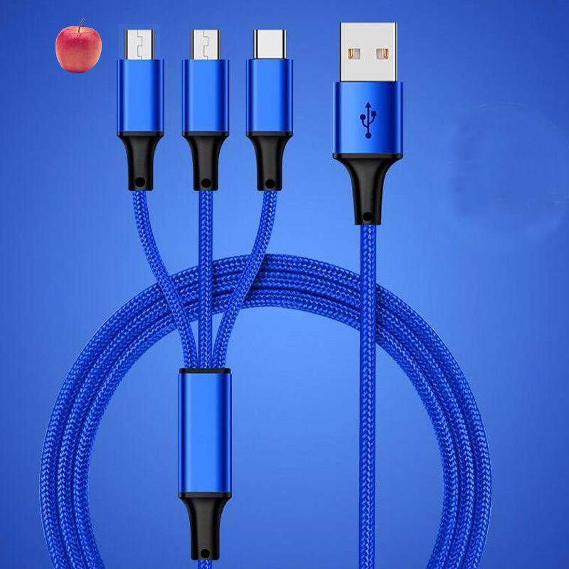 Spot Nylon Braided 3-in-1 Fast Charging Cable - 2A Mobile Flash Charge Gift Cable
