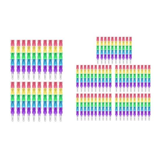 Stackable Plastic Bear Pencils 5 In 1 Stacking Point Pencils for Birthday Party Supplies School Office Use