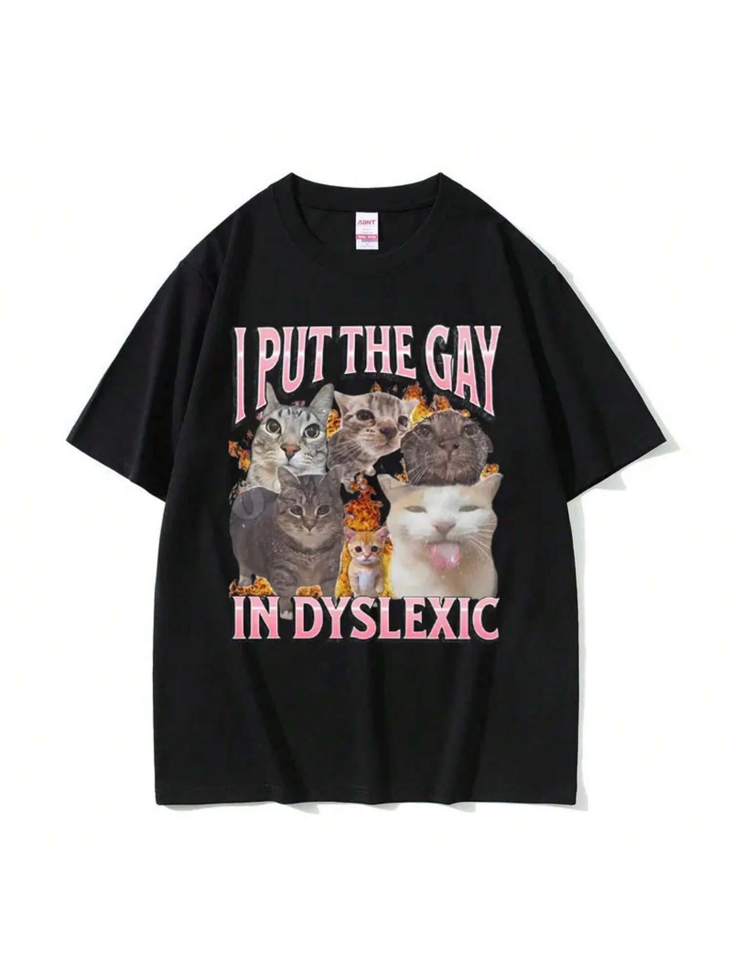 

I Put The Gay In Dyslexic Cat Funny Meme T-Shirt Men Women Fashion Oversized Tshirt Unisex Casual Cotton Short Sleeve T Shirts XXXXXL чорний