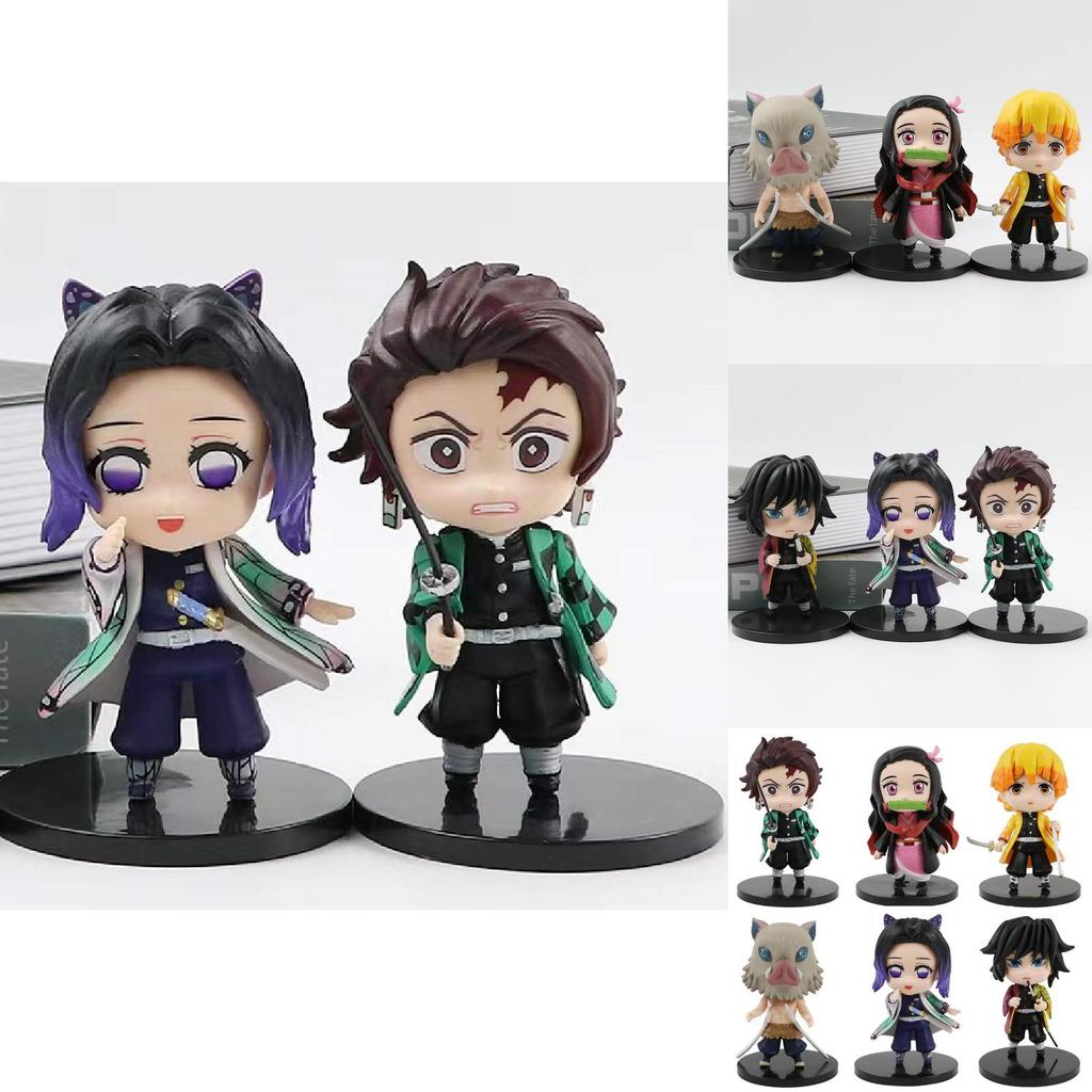 Adorable Demon Slayer Tanjiro Nezuko Pvc Figures 6-pack 8.5cm Anime Merchandise