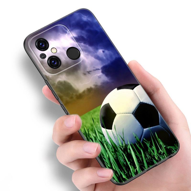 Football Field Black Phone Case For Xiaomi Redmi 11 Prime 11A 12C 13C A1 A2 Plus 12 4G 10 5G 8A 9A 10A 9C 10C 9i 12R Note 9T