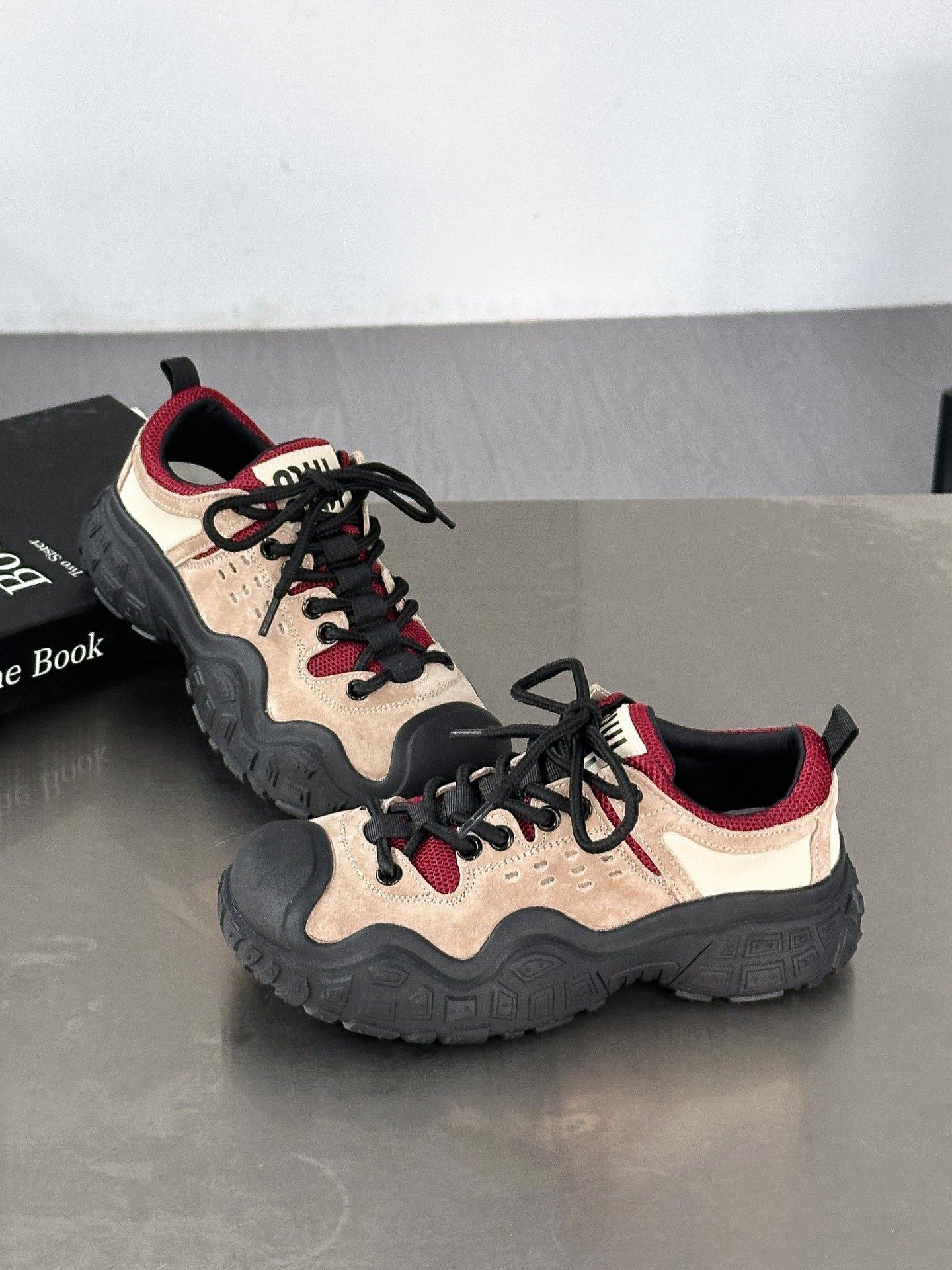 

Platform-soled fashion leather hiking shoes women s shoes 2025 new sports and leisure shoes outdoor camping dad shoes board shoes women 40 бежевый