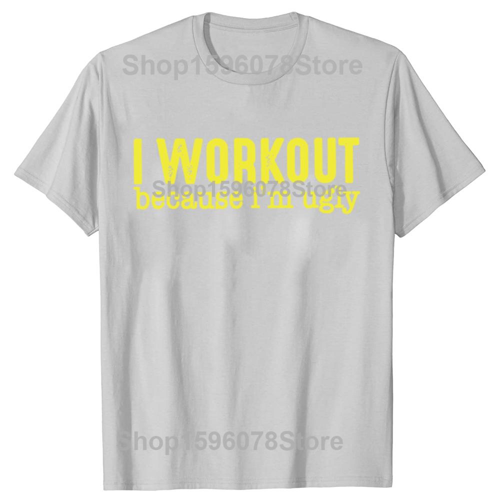 Retro Cvičím, protože jsem ošklivý Tričko Fitness Milovníci posilovny Krátký rukáv 100% bavlna Měkká unisex trička EU velikost