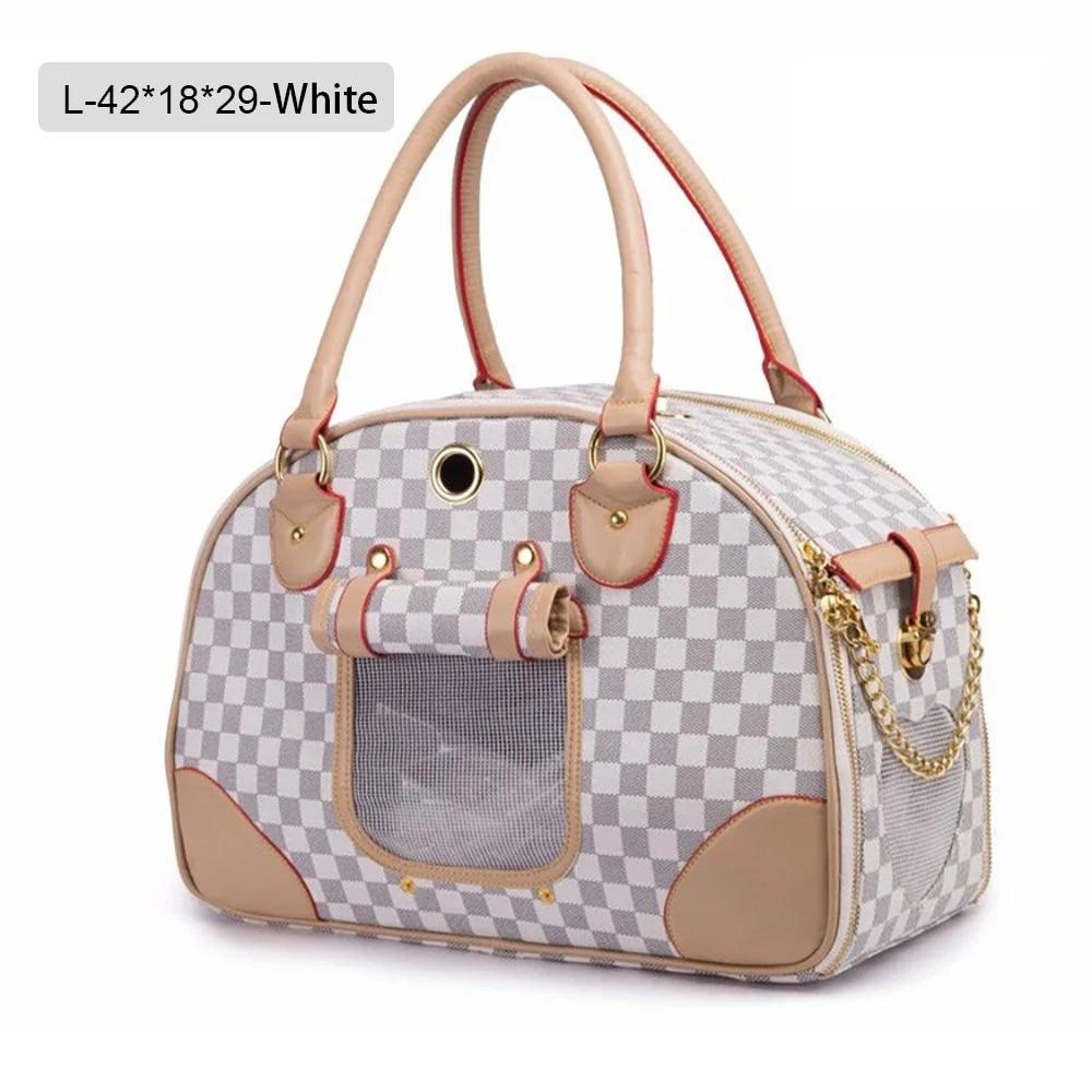 

Сумки для транспортування домашніх тварин для маленьких маленьких собак Переноска на відкритому повітрі Складана портативна сумочка для перенесення Чихуахуа Йоркшир L білий