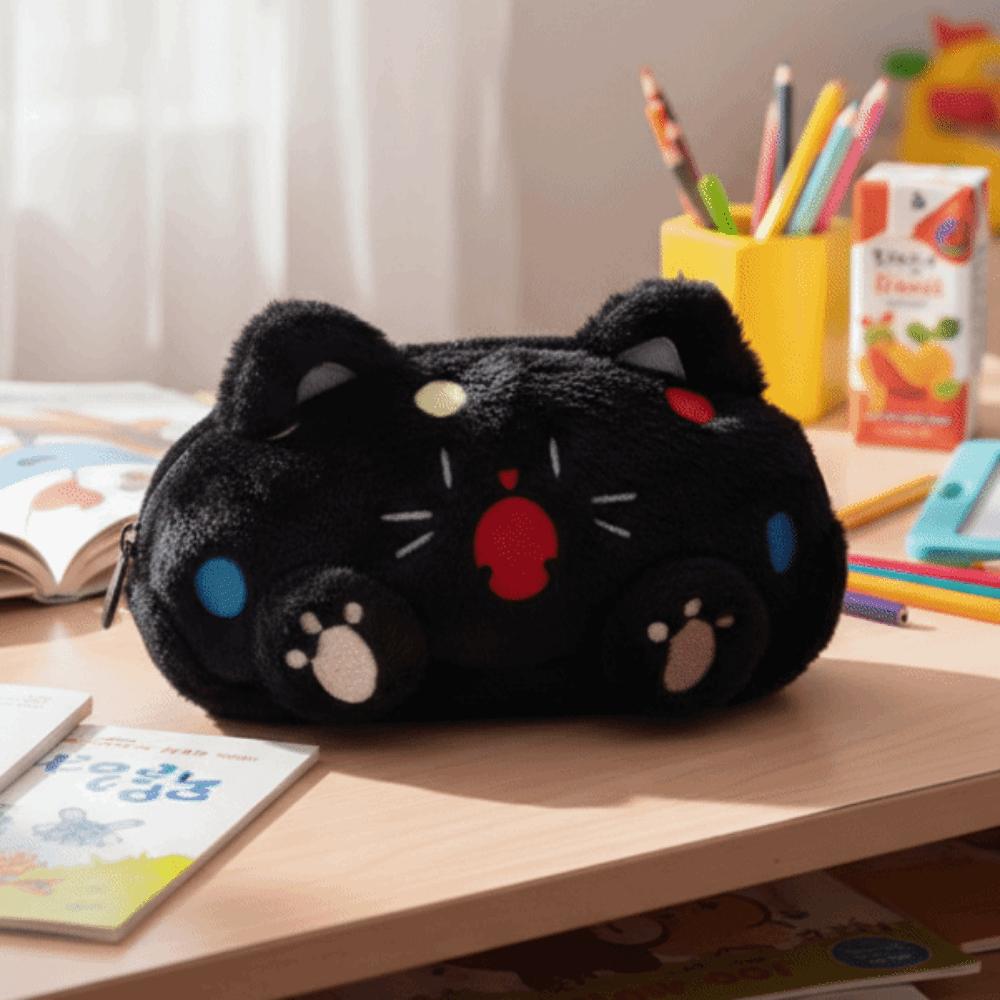 Zabawny Kot Kreskówka Piórnik Kawaii Duża Pojemność Torba do Przechowywania Artykułów Papierniczych Uroczy Puszysty Kot Nadrukowany Piórnik Do Użytku Studenckiego