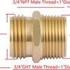 Brass Pipe Hex Nipple Fitting 3/4GHT X 3/4NPT Male Thread Quick Adapter Coupler Connector for Water Oil Gas