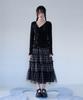 Mileko Folded Check Frill Mesh Sk Black