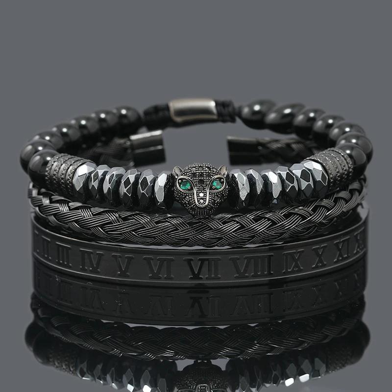 3pcs Luxury Stainless Steel Arrow Cuff Man Bracelet Women Jewelry Sets Couple Gift