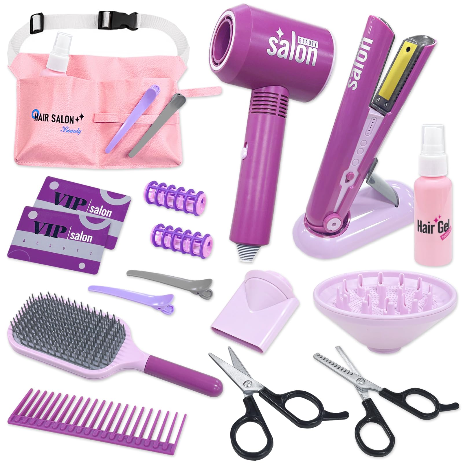 

VBACALA Игрушка Парикмахер, Макияж для Волос и Магазин, Включает Волосы, Ножницы для Волос и Макияж, Идеально подходит для Игры в Рождество Фиолетовая Игрушка,