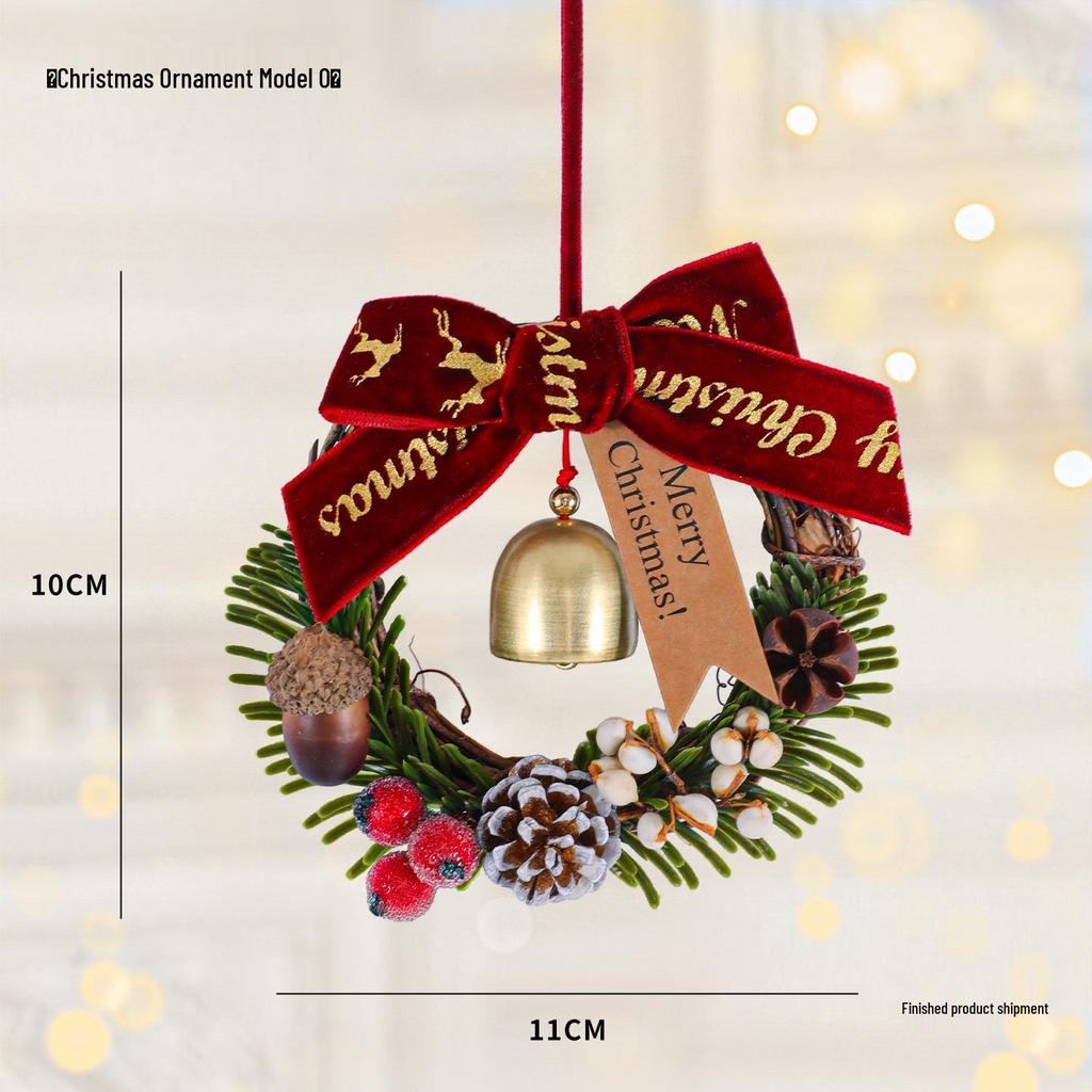 Christmas Wreath with Pine Cones & Bells for Door, Wall, or Window Decoration